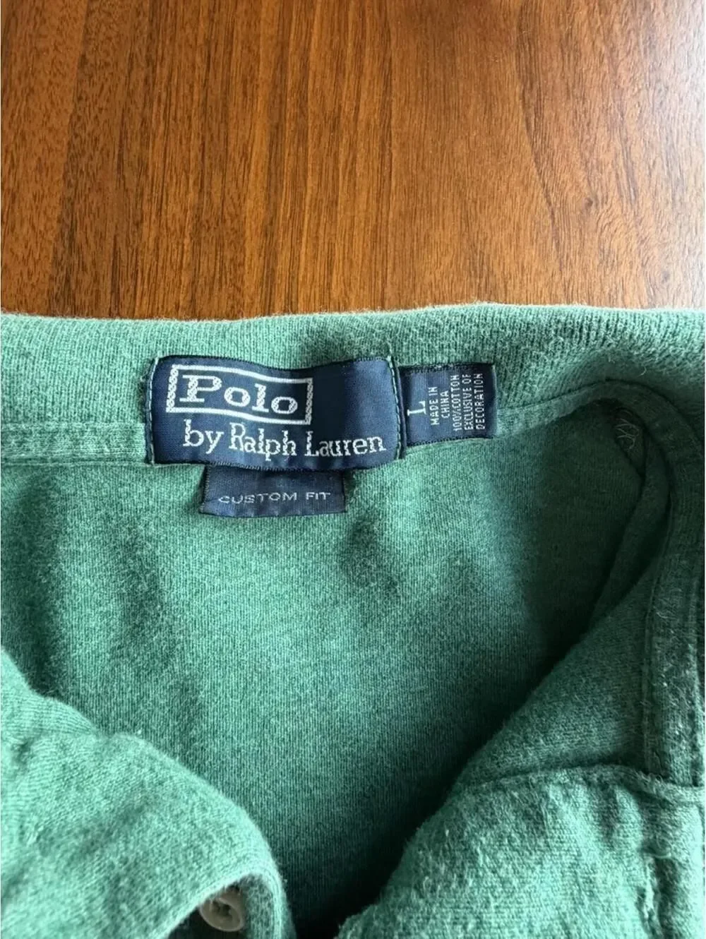 Polo Ralph Lauren Men's Custom Fit Green Short Sleeve Polo Shirt - Size L